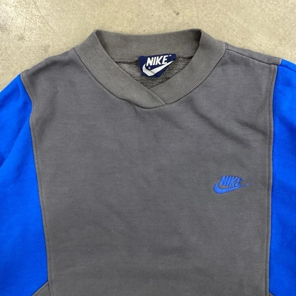 Vintage 80s Nike Sportswear Colorblock Crewneck Sweatshirt 4 Toned Size Large - Picture 3 of 8